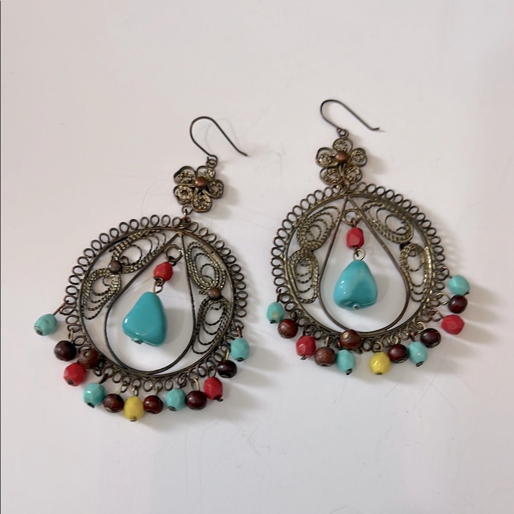 Large Beaded Hoop Earrings